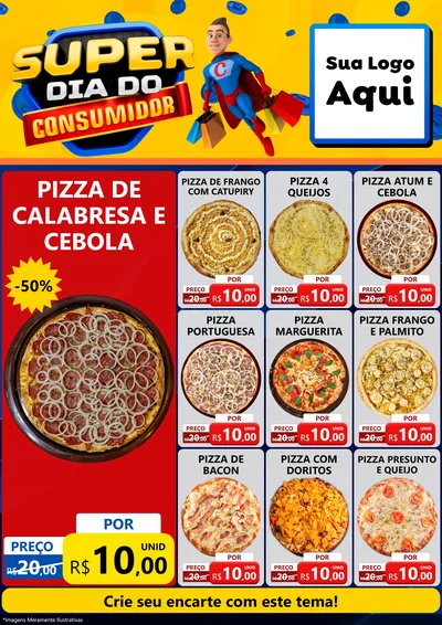 Modelo de Encarte para Encarte A4 Vertical com o tema Super Dia do Consumidor para Pizzaria