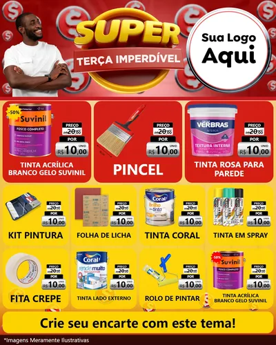 Modelo de Rede Social para Feed Instagram com o tema Super Terça Imperdível para Tintas e Ferramentas