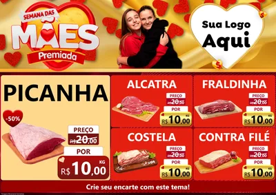 Modelo de Encarte para Encarte A4 Horizontal com o tema Semana das Mães Premiada para Açougue