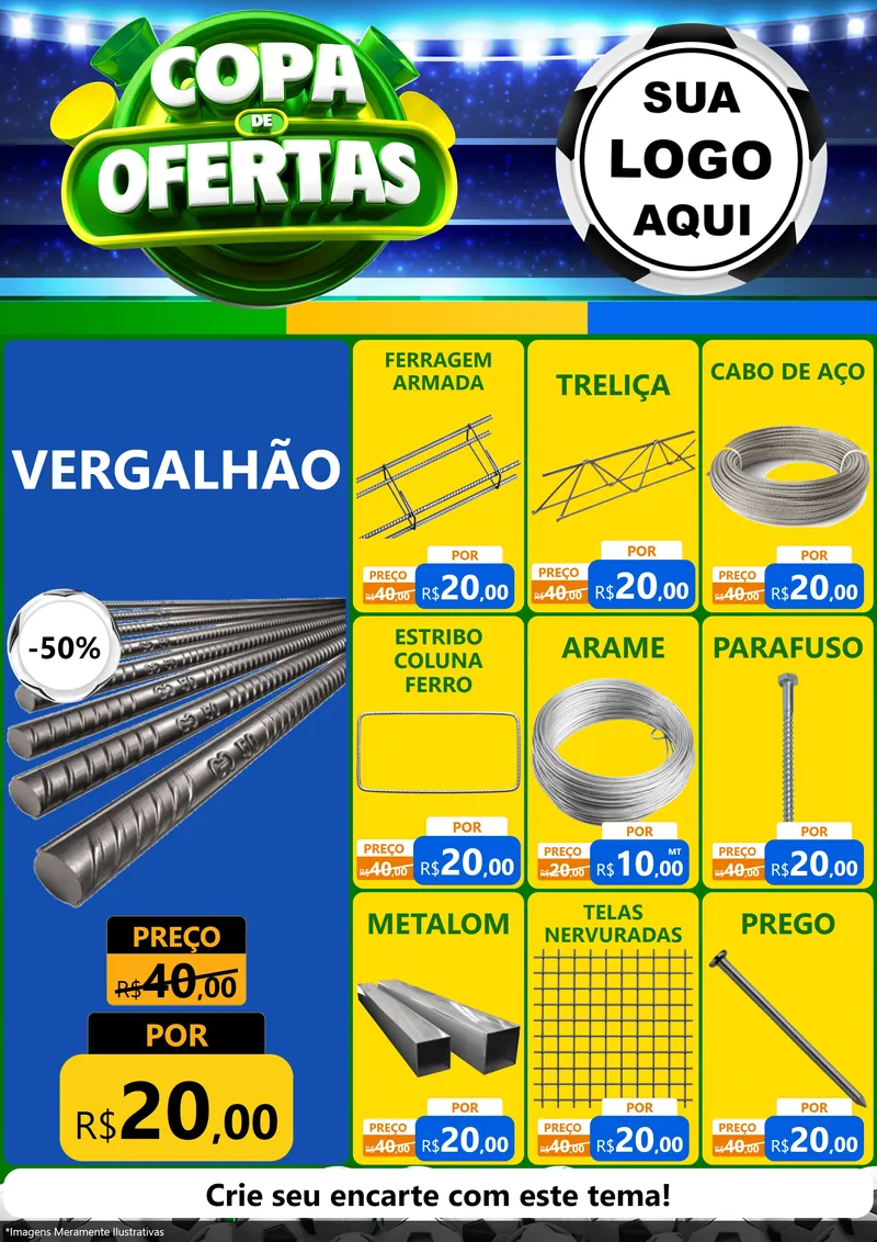 Modelo de Encarte para Encarte A4 Vertical com o tema Copa de Ofertas para Ferragens