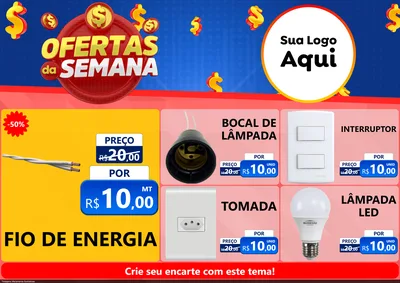 Modelo de Encarte para Encarte A4 Horizontal com o tema Ofertas Da Semana para Materiais Elétricos