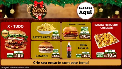 Modelo de TV para TV Horizontal com o tema Ofertas Natalina para Hamburgueria