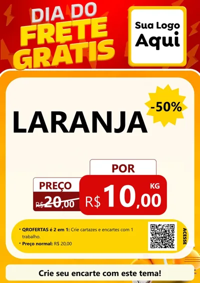 Modelo de Cartaz para Cartaz A4 Vertical com o tema Dia do Frete Grátis para Hortifrúti