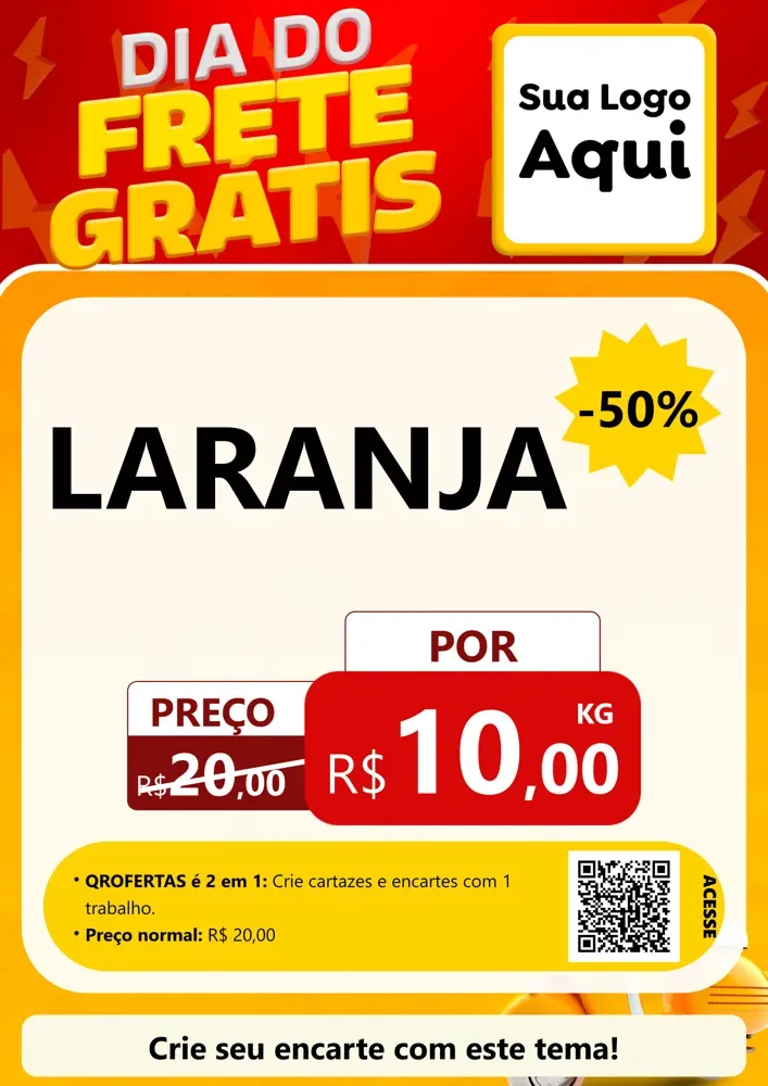 Modelo de Cartaz para Cartaz A4 Vertical com o tema Dia do Frete Grátis para Hortifrúti