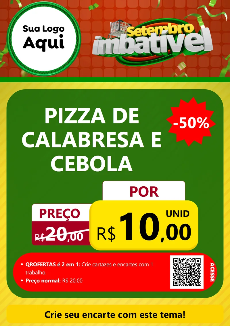 Modelo de Cartaz para Cartaz A4 Vertical com o tema Setembro Imbatível para Pizzaria