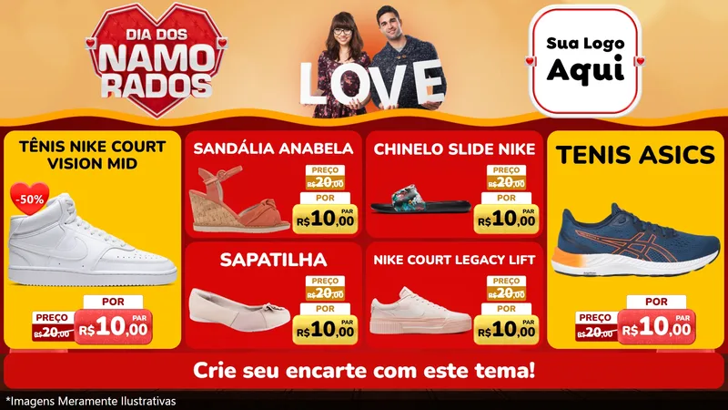 Modelo de TV para TV Horizontal com o tema Dia dos Namorados para Calçados