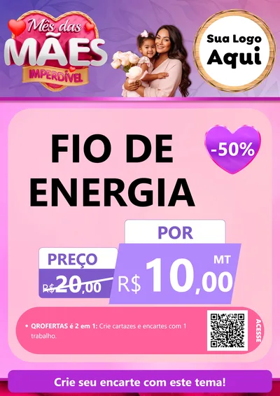 Modelo de Cartaz para Cartaz A4 Vertical com o tema Mês das Mães Imperdível para Materiais Elétricos
