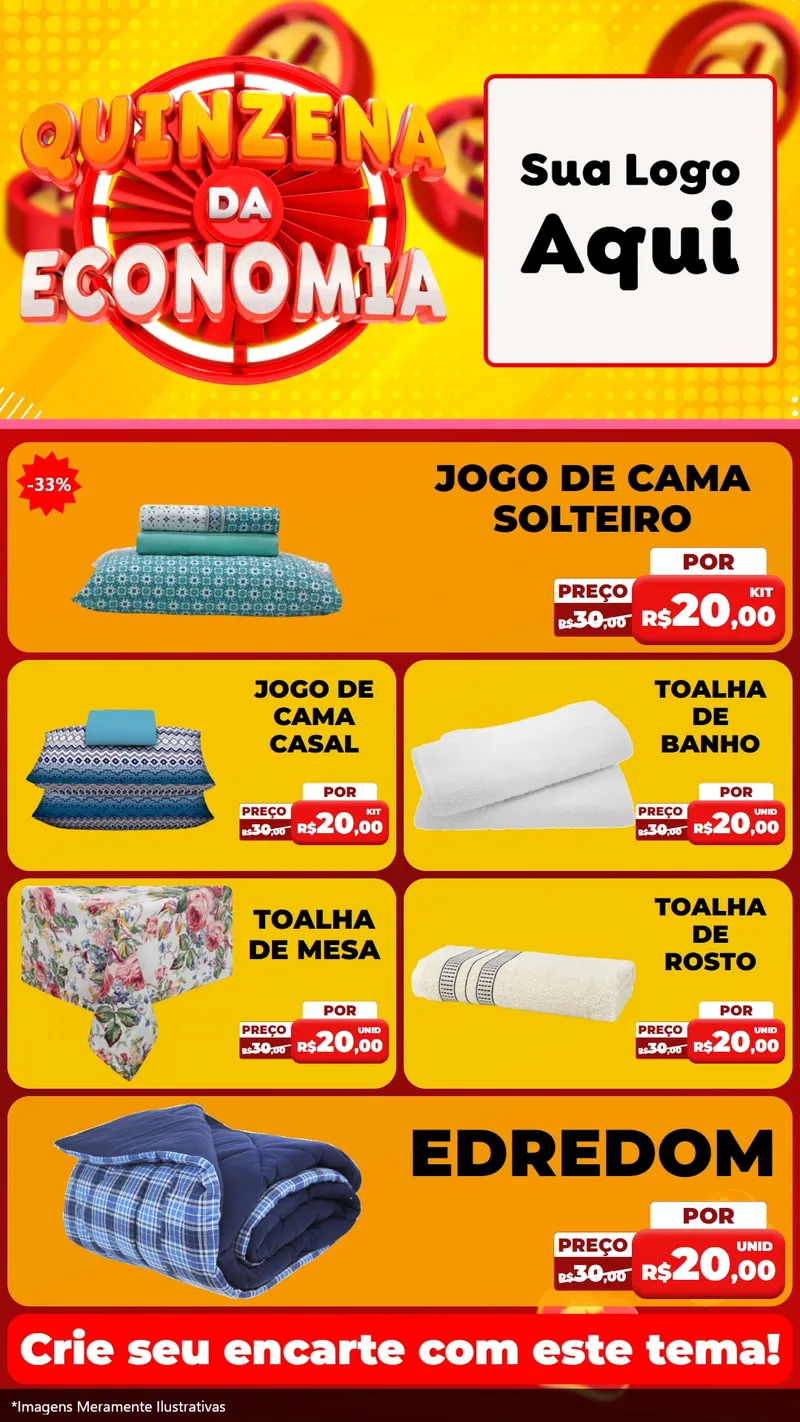Modelo de TV para TV Vertical com o tema Quinzena Da Economia para Cama, Mesa e Banho