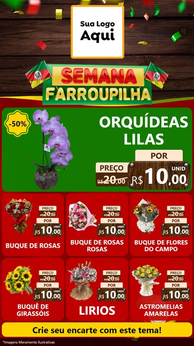 Modelo de Rede Social para Stories com o tema Semana Farroupilha para Floricultura e jardim
