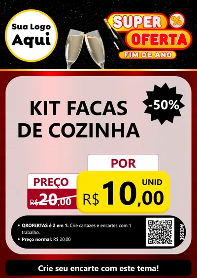 Modelo de Cartaz para Cartaz A4 Vertical com o tema Super Oferta Fim de Ano para Utilidades Domésticas