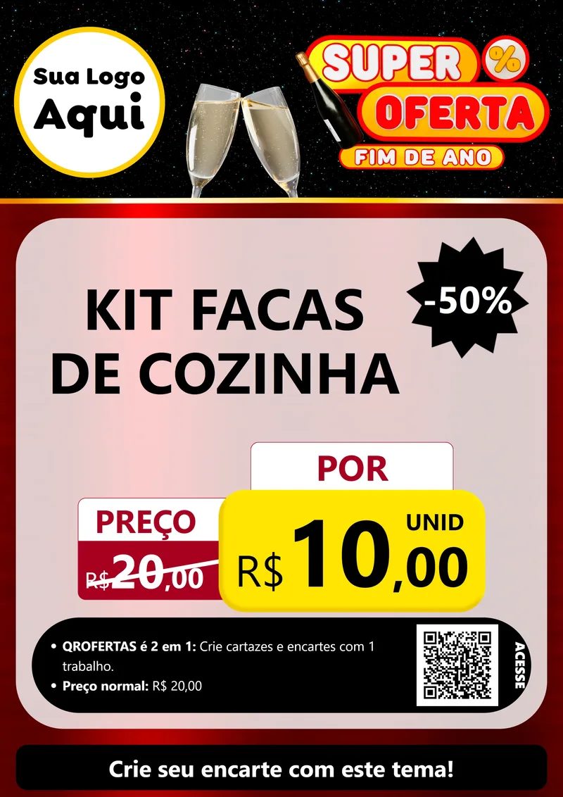 Modelo de Cartaz para Cartaz A4 Vertical com o tema Super Oferta Fim de Ano para Utilidades Domésticas