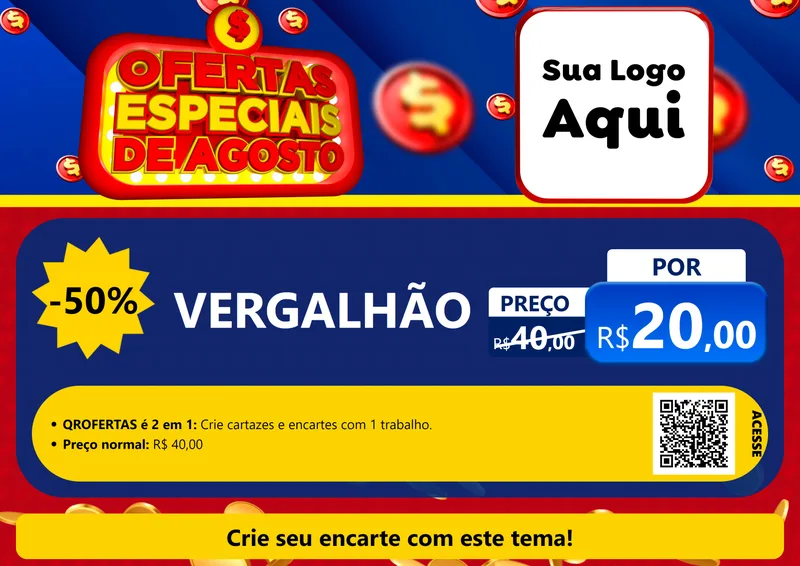 Modelo de Cartaz para Cartaz A4 Horizontal com o tema Ofertas Especiais de Agosto para Ferragens