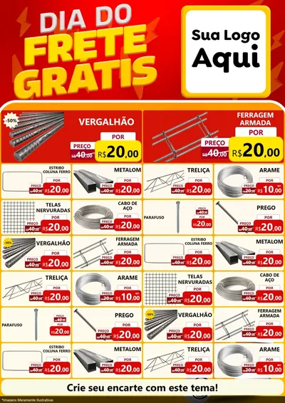 Modelo de Encarte para Encarte A4 Vertical com o tema Dia do Frete Grátis para Ferragens