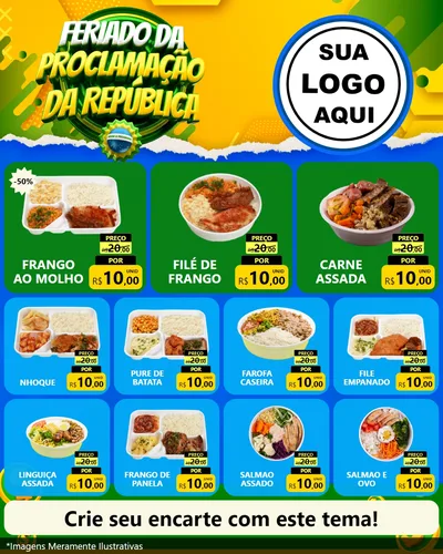 Modelo de Rede Social para Feed Instagram com o tema Feriado da Proclamação da República para Restaurante