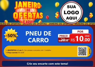 Modelo de Cartaz para Cartaz A4 Horizontal com o tema Janeiro de Ofertas É Aqui! para Auto peças