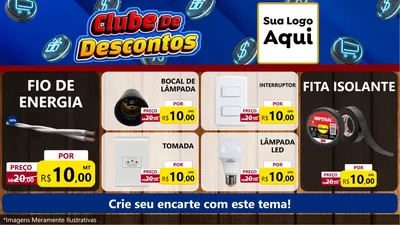 Modelo de TV para TV Horizontal com o tema Clube de Descontos para Materiais Elétricos