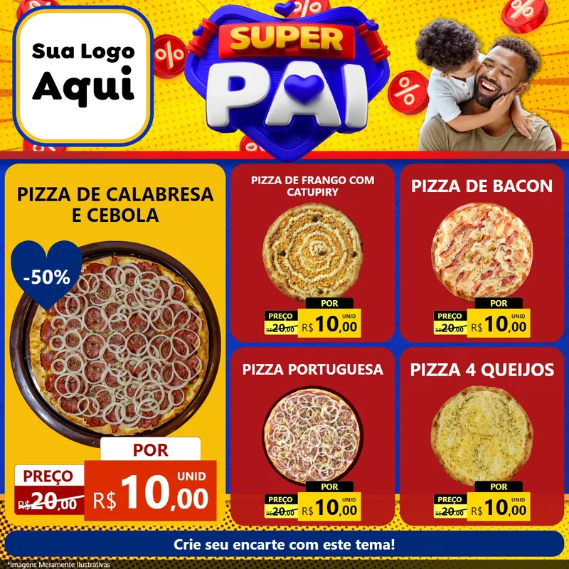 Modelo de Rede Social para Feed Facebook com o tema Super Pai para Pizzaria
