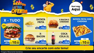 Modelo de TV para TV Horizontal com o tema Sextou de Ofertas para Hamburgueria