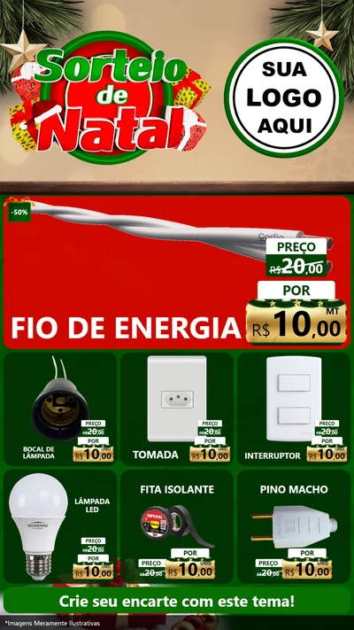 Modelo de Rede Social para Stories com o tema Sorteio de Natal para Materiais Elétricos
