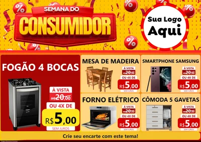 Modelo de Encarte para Encarte A4 Horizontal com o tema Semana do Consumidor para Móveis e Eletro