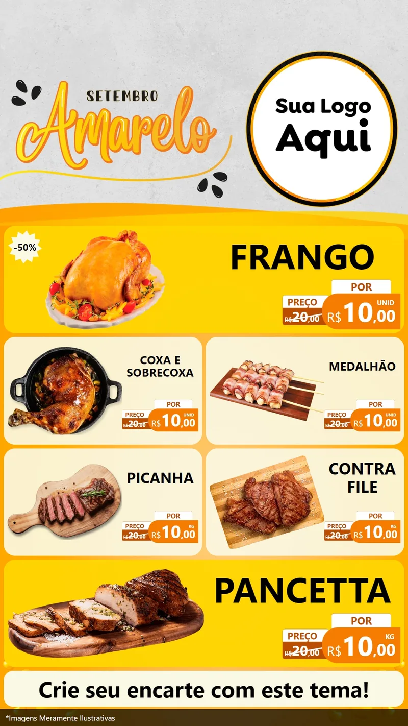Modelo de TV para TV Vertical com o tema Setembro Amarelo para Assados