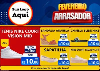 Modelo de Encarte para Encarte A4 Horizontal com o tema Fevereiro Arrasador para Calçados