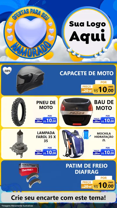 Modelo de TV para TV Vertical com o tema Ofertas Para Seu Namorado para Moto peças
