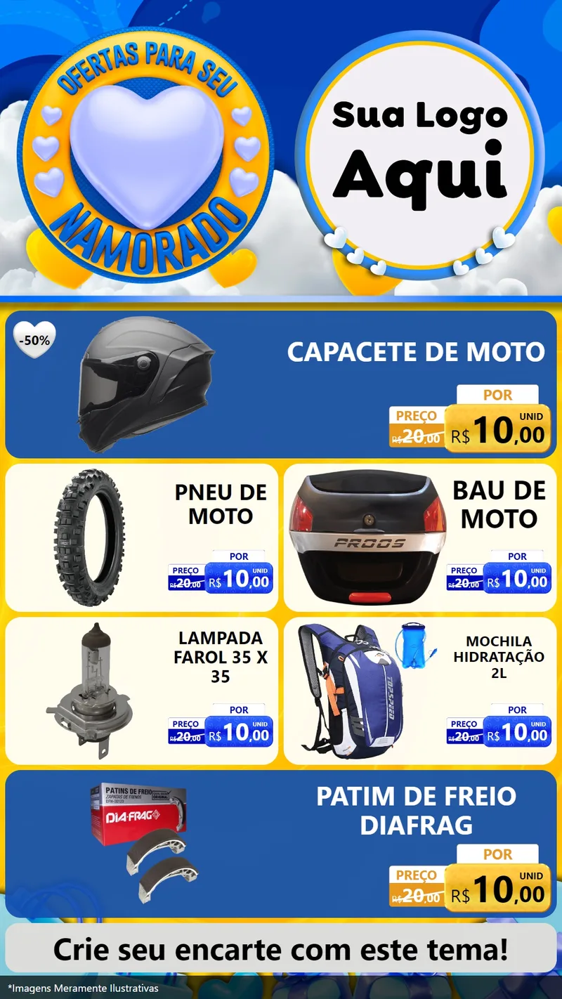 Modelo de TV para TV Vertical com o tema Ofertas Para Seu Namorado para Moto peças