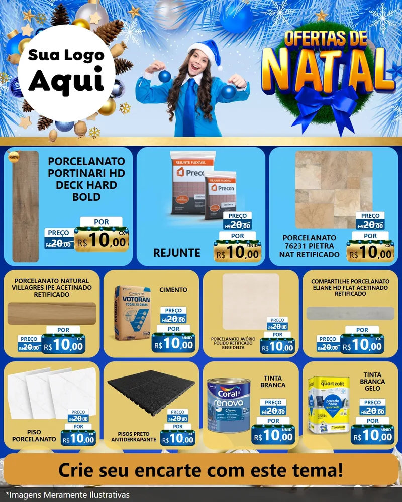 Modelo de Rede Social para Feed Instagram com o tema Ofertas de Natal para Pisos e revestimentos