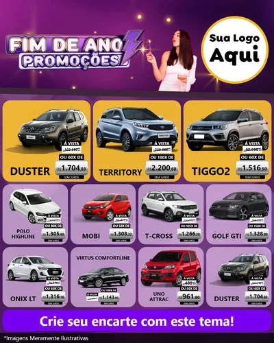Modelo de Rede Social para Feed Instagram com o tema Fim de Ano Promoções para Concessionaria de Carros