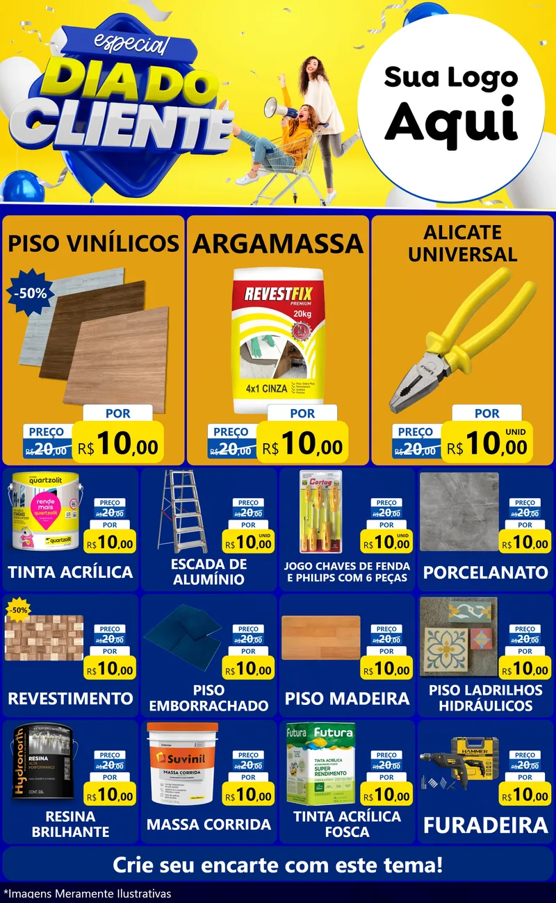 Modelo de Encarte para Encarte Grande com o tema Especial Dia do Cliente para Material para Construção