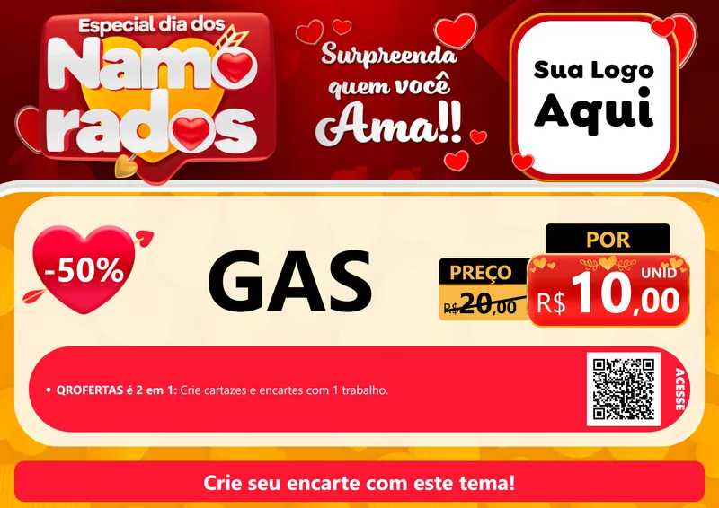 Modelo de Cartaz para Cartaz A4 Horizontal com o tema Especial Dia dos Namorados para Água e gás