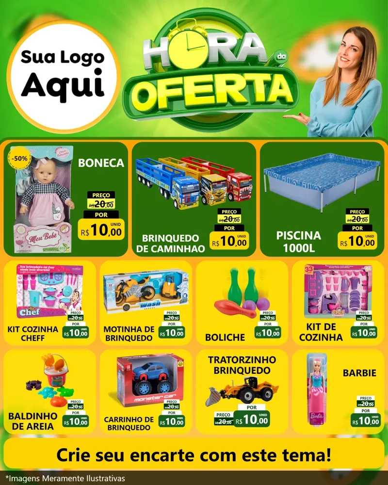 Modelo de Rede Social para Feed Instagram com o tema Hora da Oferta para Brinquedos