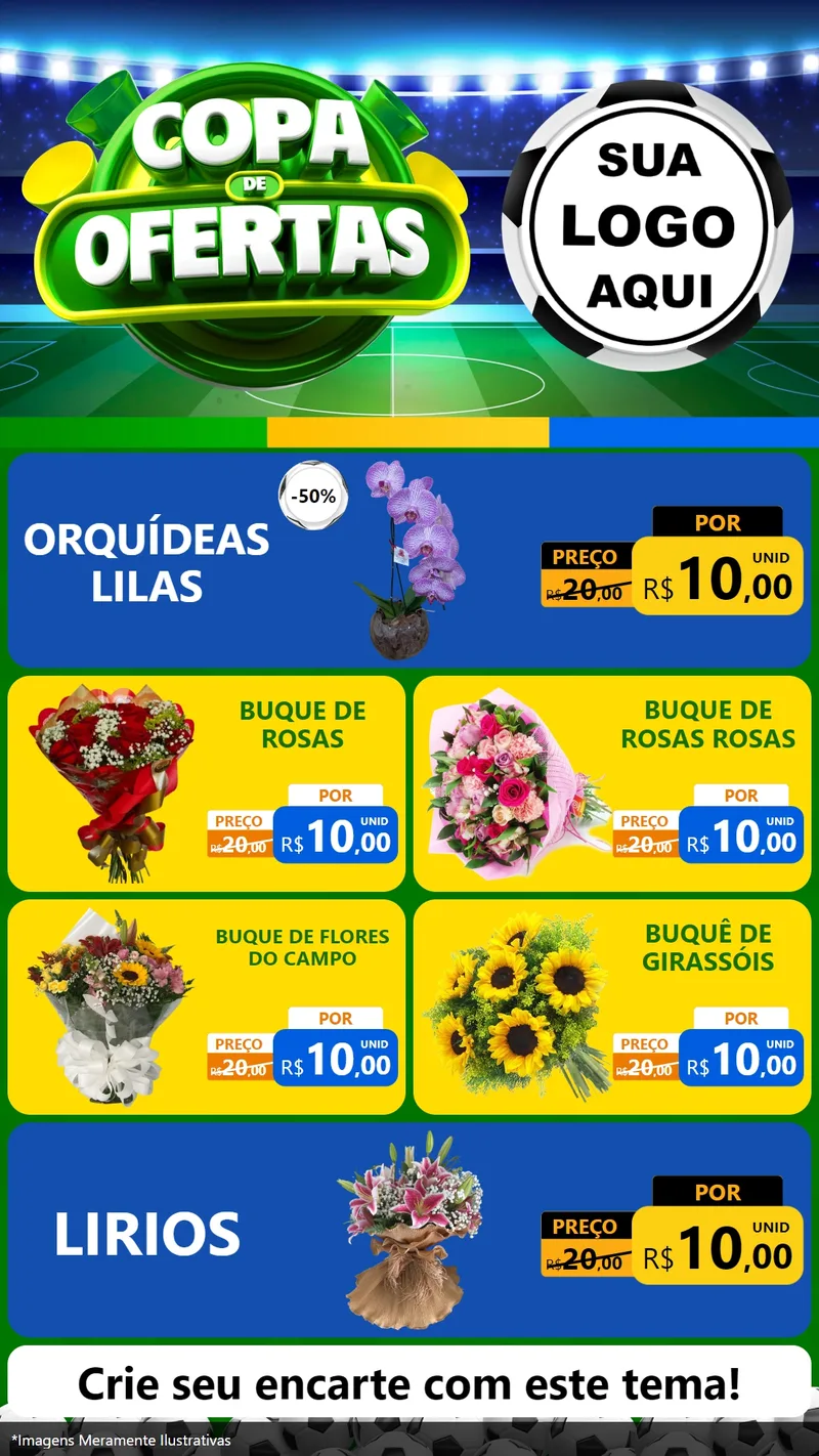 Modelo de TV para TV Vertical com o tema Copa de Ofertas para Floricultura e jardim