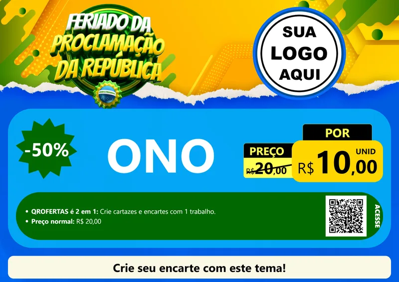 Modelo de Cartaz para Cartaz A4 Horizontal com o tema Feriado da Proclamação da República para Óticas