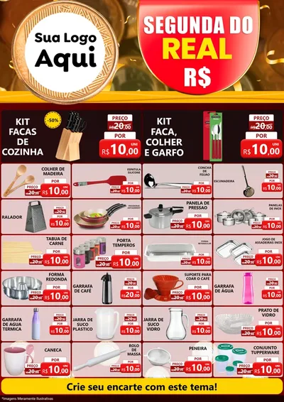 Modelo de Encarte para Encarte A4 Vertical com o tema Segunda do Real para Utilidades Domésticas