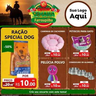 Modelo de Rede Social para Feed Facebook com o tema Especial Semana Farroupilha para Pet Shop