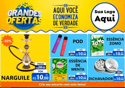 Modelo de Encarte para Encarte A4 Horizontal com o tema Grandes Ofertas para Tabacaria