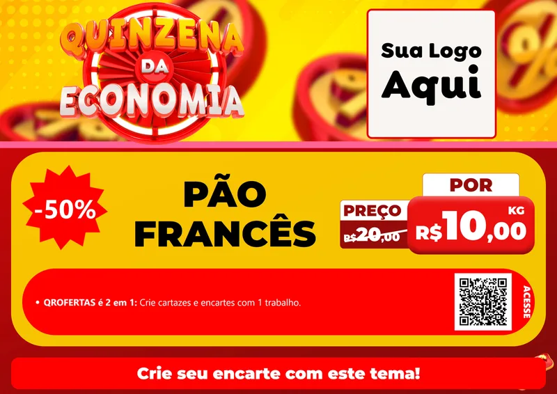 Modelo de Cartaz para Cartaz A4 Horizontal com o tema Quinzena Da Economia para Padaria