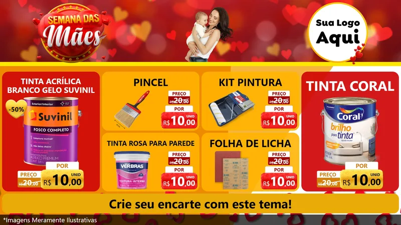 Modelo de TV para TV Horizontal com o tema Semana das Mães para Tintas e Ferramentas