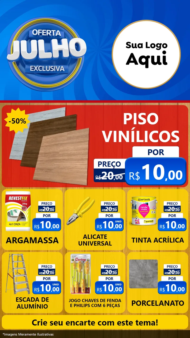 Modelo de Rede Social para Stories com o tema Oferta Exclusiva, Julho para Material para Construção