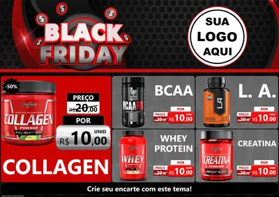 Modelo de Encarte para Encarte A4 Horizontal com o tema Black Friday para Suplementos alimentares