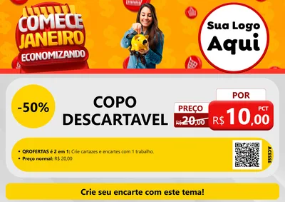 Modelo de Cartaz para Cartaz A4 Horizontal com o tema Comece Janeiro Economizando para Embalagens