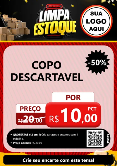 Modelo de Cartaz para Cartaz A4 Vertical com o tema Operação Limpa Estoque para Embalagens