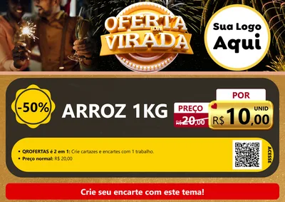 Modelo de Cartaz para Cartaz A4 Horizontal com o tema Oferta da Virada para Supermercado
