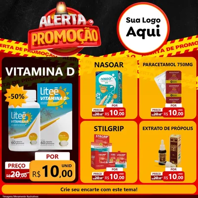 Modelo de Rede Social para Feed Facebook com o tema Alerta de Promoção para Farmácia