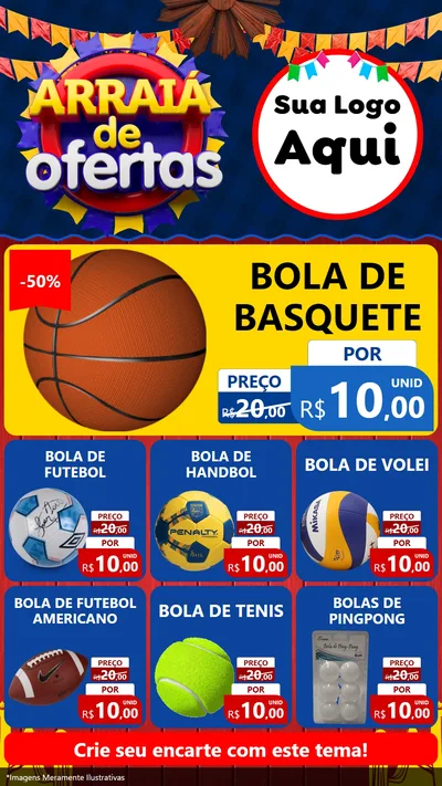 Modelo de Rede Social para Stories com o tema Arraiá de Ofertas para Artigos Esportivos