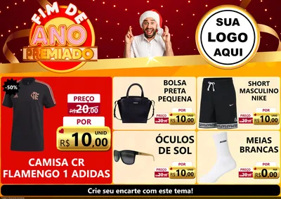 Modelo de Encarte para Encarte A4 Horizontal com o tema Fim de Ano Premiado para Roupas e acessórios