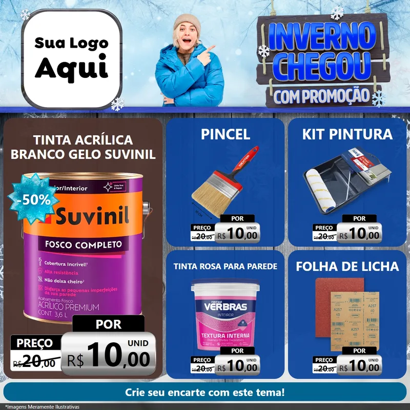 Modelo de Rede Social para Feed Facebook com o tema Inverno Chegou Com Promoção para Tintas e Ferramentas