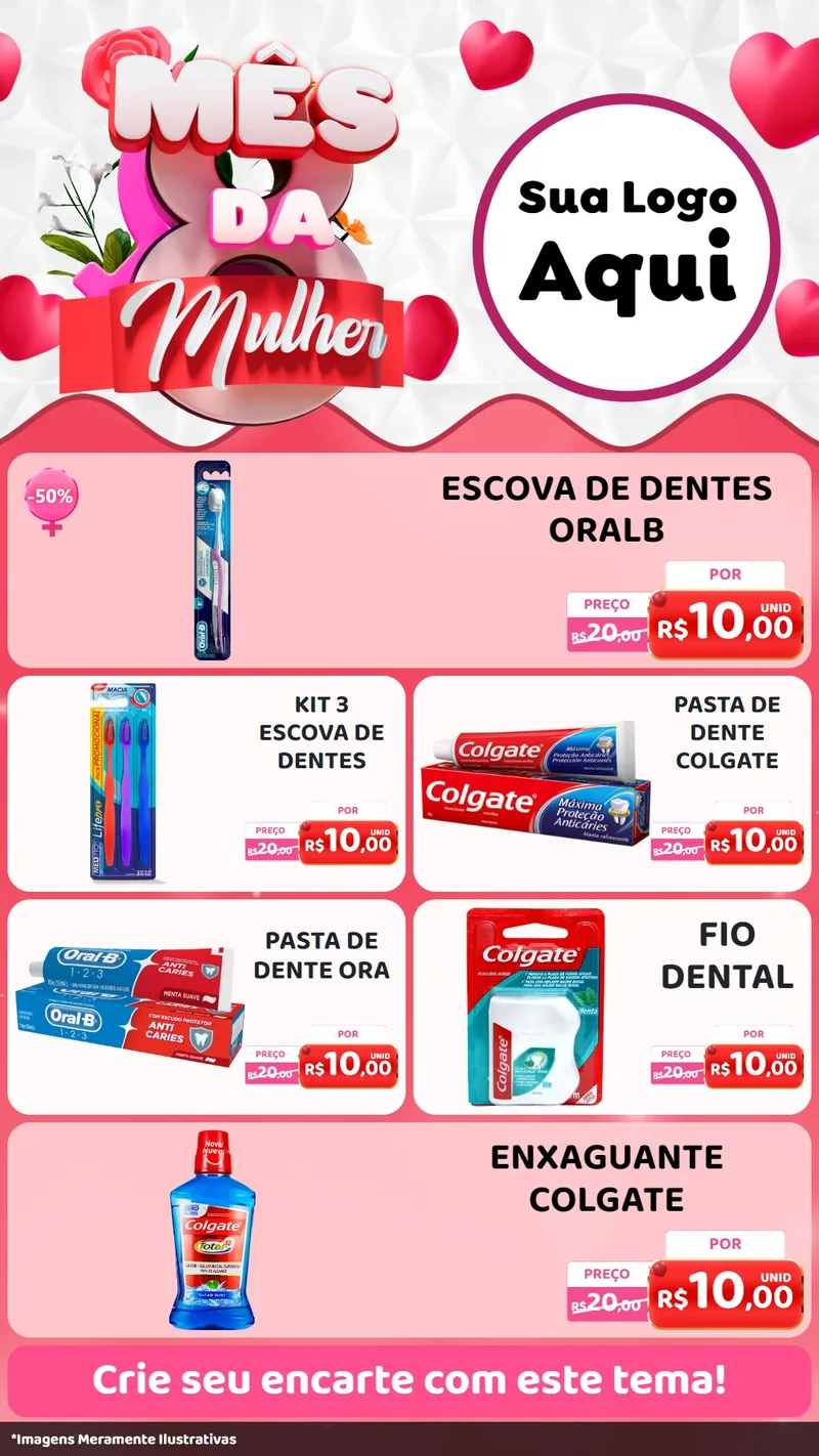Modelo de TV para TV Vertical com o tema Mês da Mulher para Higiene Pessoal